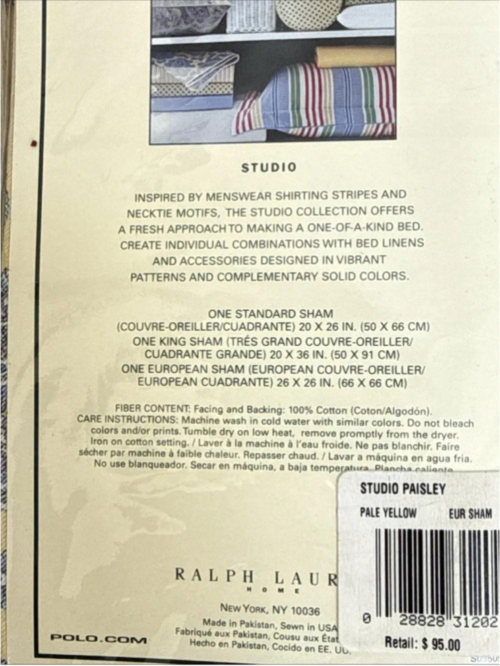 Ralph Lauren Studio Paisley Pale Yellow King Duvet Comforter Cover New Vintage